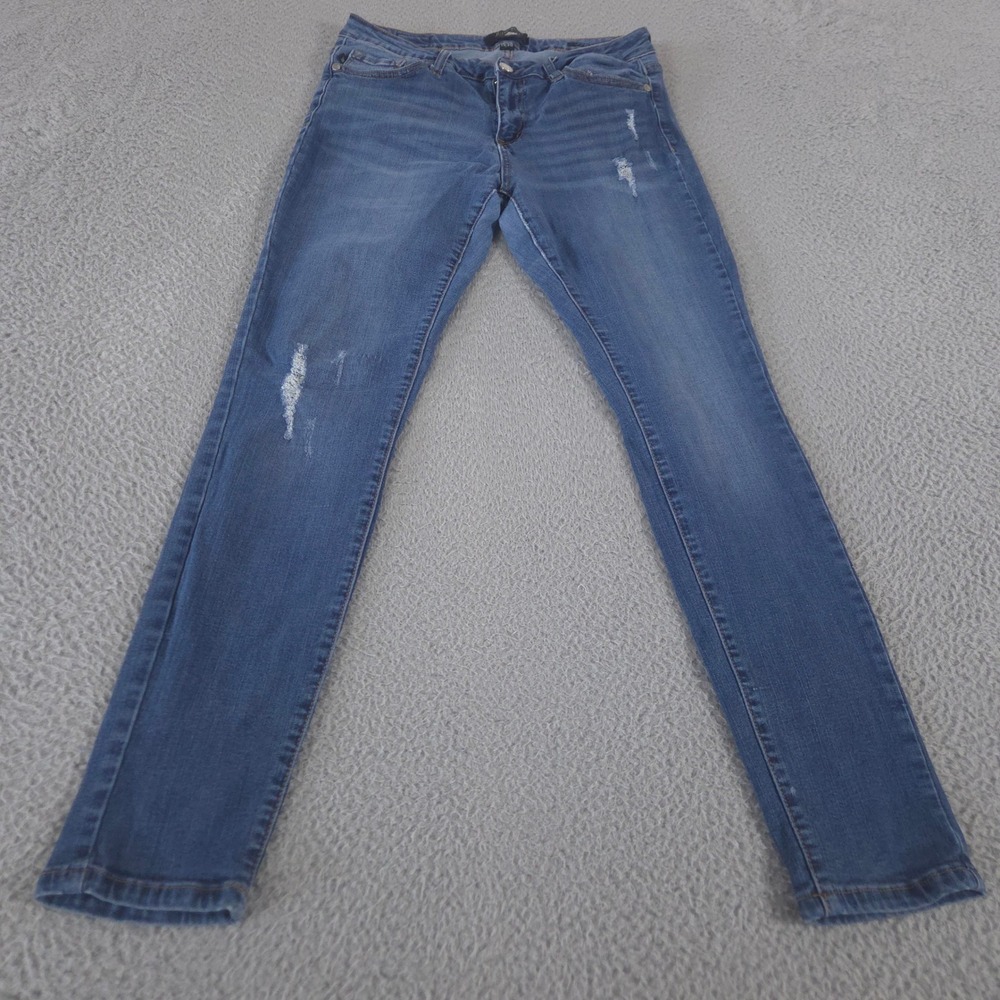 Judy Blue Jeans‎ Womens 11/30 Blue Straight Fit Distressed Denim Straight Leg